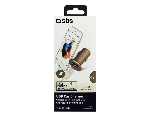 Ladowarka Samochodowa SBS 2.4 A 2 USB Zlota - 1436371 - zdjęcie 2